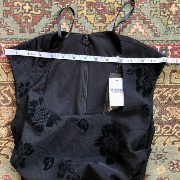 *NWT*Black Sheath Dress with Floral Velvet Detailing - Made in Canada - Size XXS - Picture 11 of 14